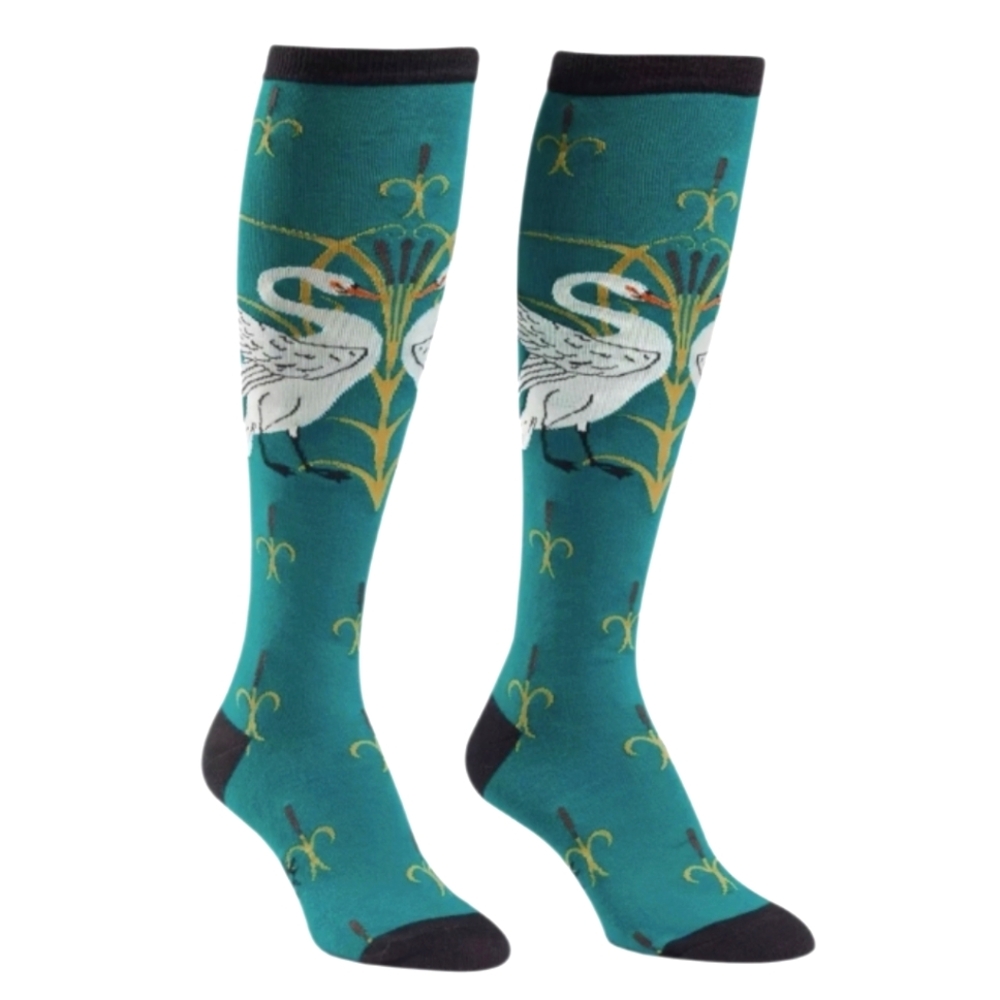 Sock It Yo Me Teal Swan Patterned Knee-High Socks